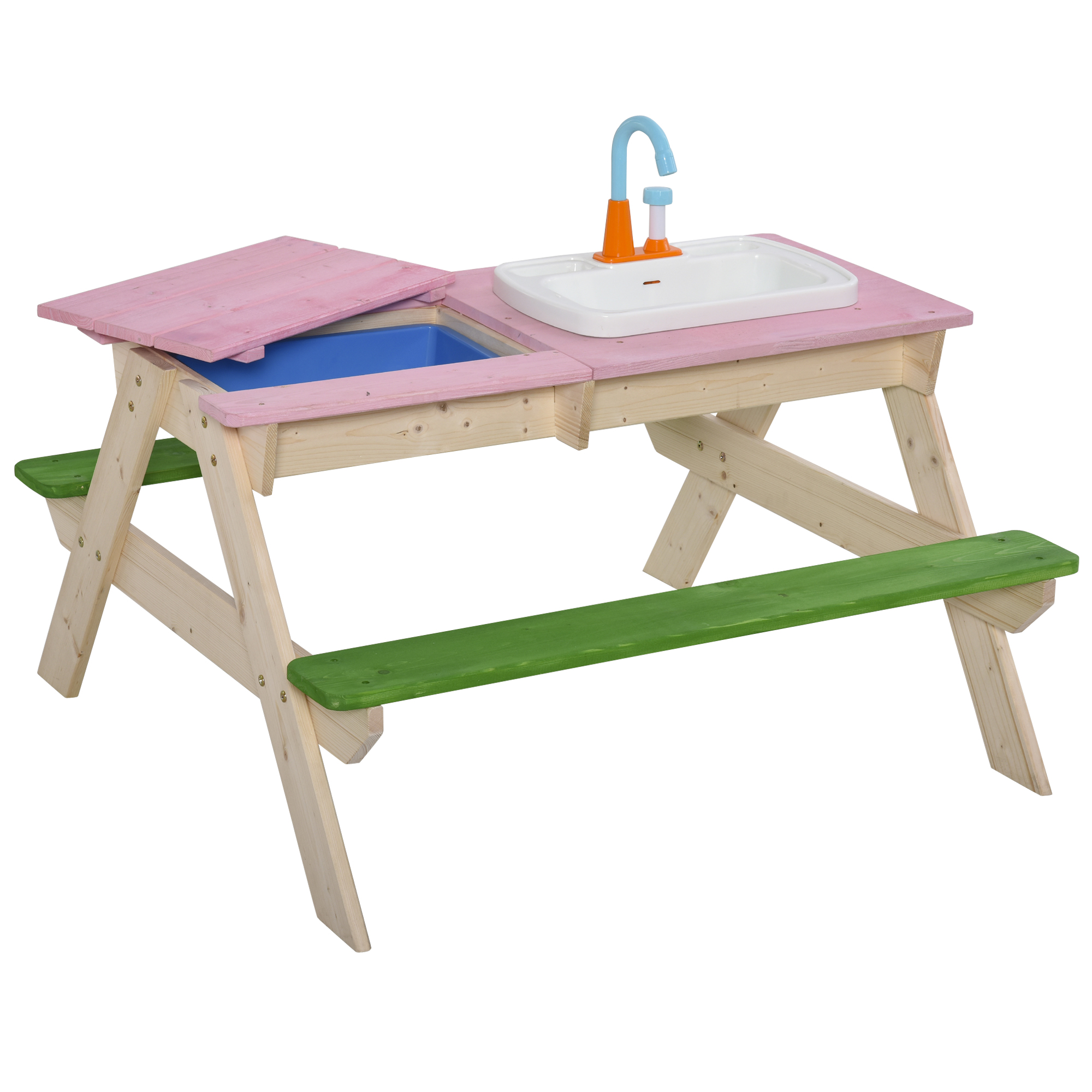 mesa de piquenique infantil de madira para exrerior