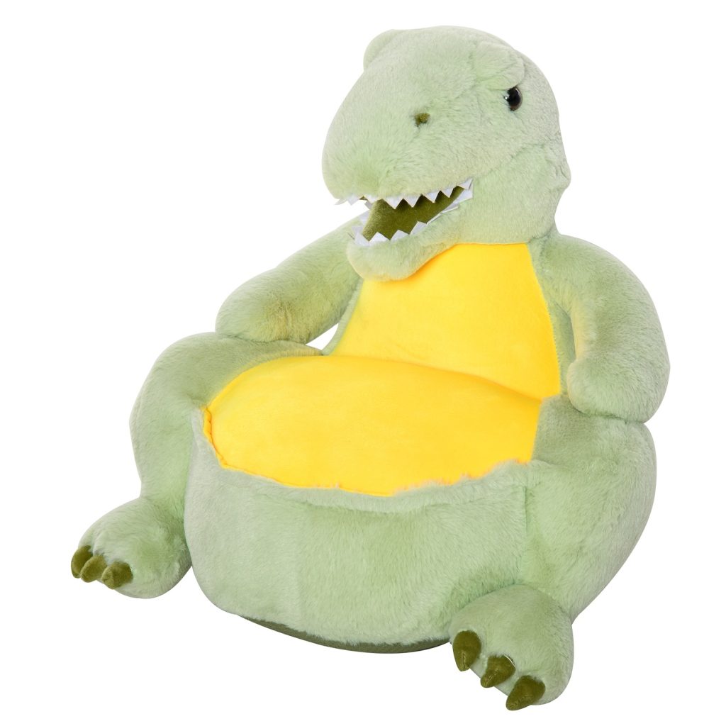 sofá infantil com forma de dinossauro na cor verde