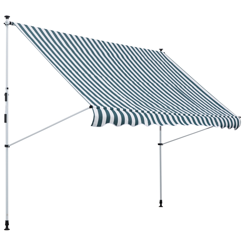 Toldo retrátil de parede na cor verde e branco