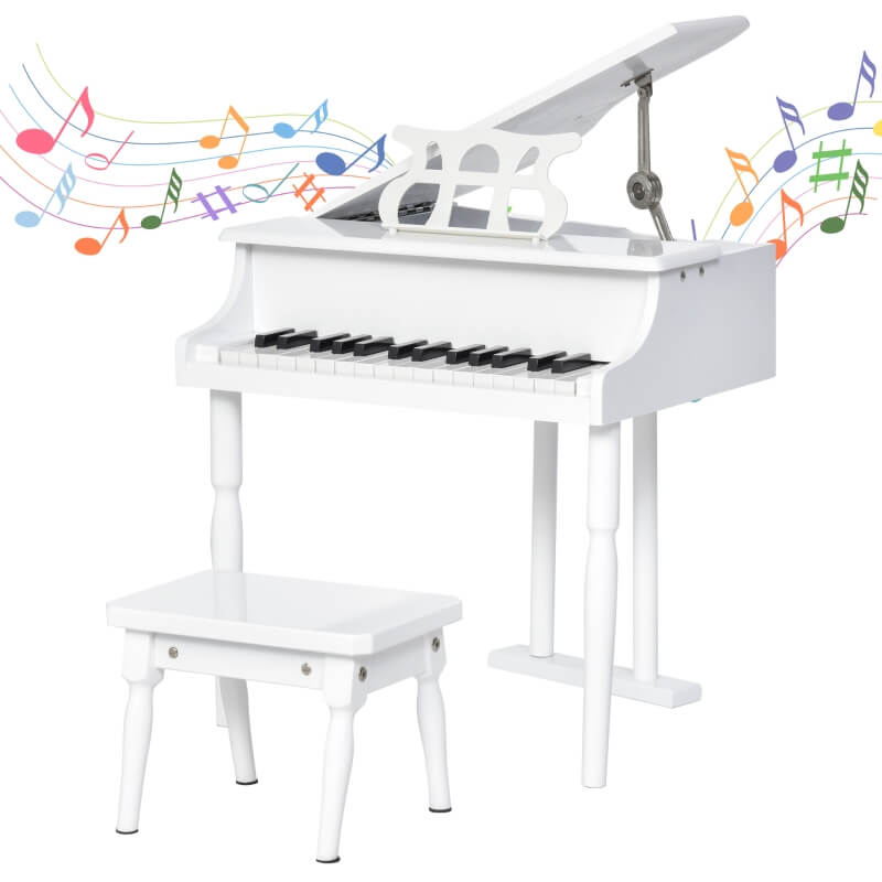 piano de cauda para crianças na cor branco