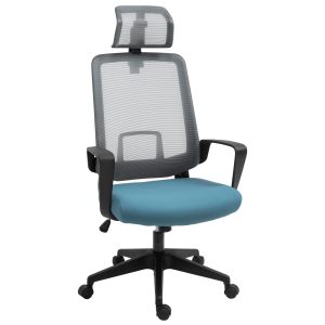 cadeira de escritório ergonomica na cor preto e azul