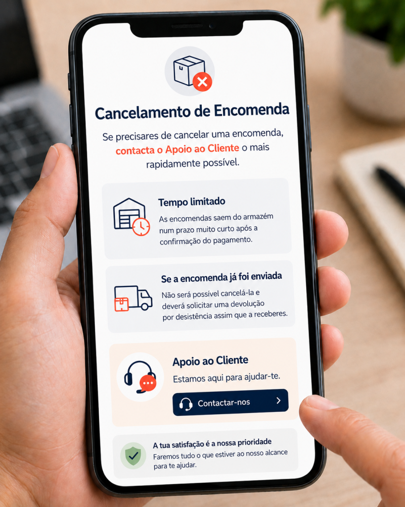 Politica de cancelamento da encomenda.