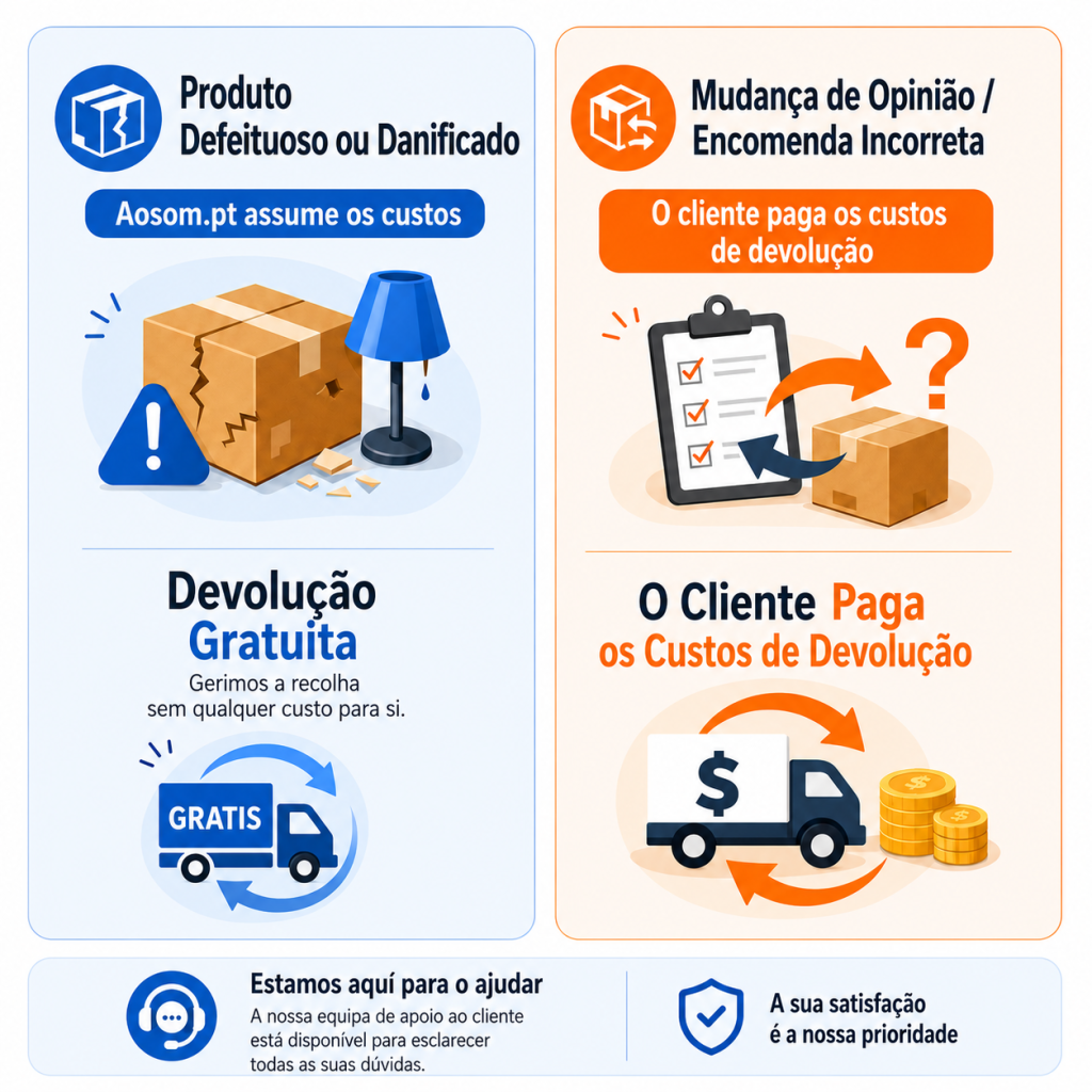 Quem paga os custos da devolução em Aosom.pt