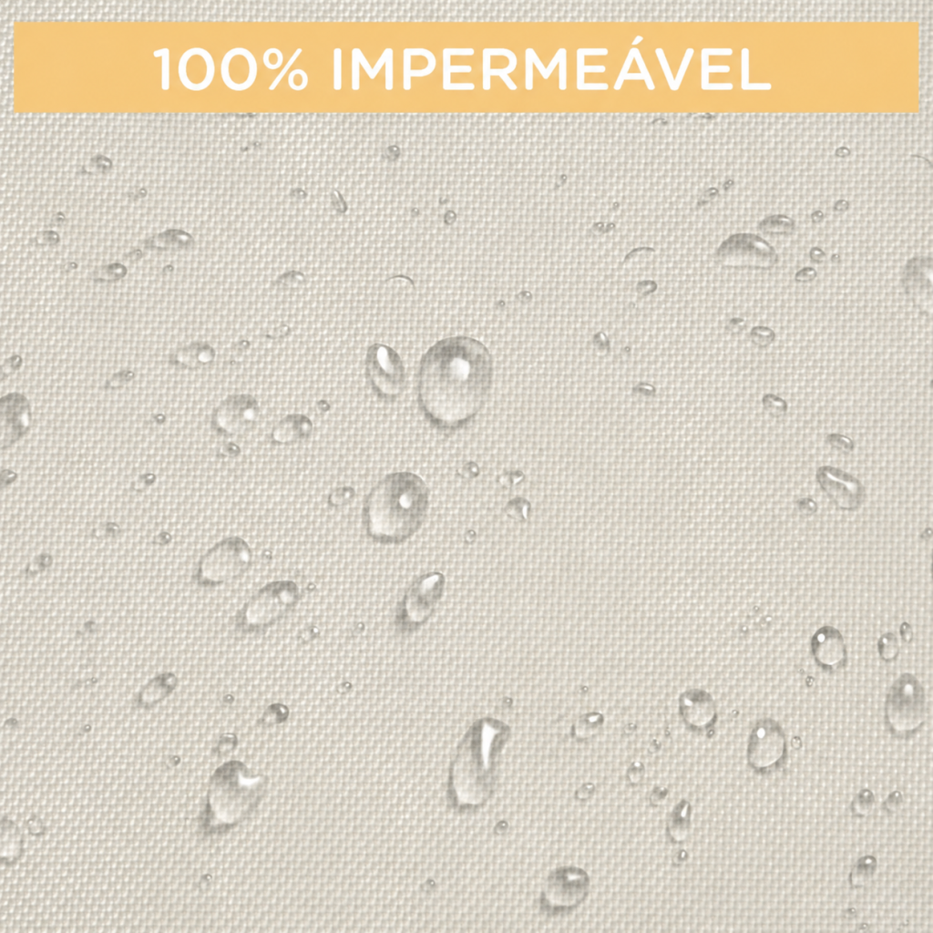 Gotas de água sobre tecido impermeável bege